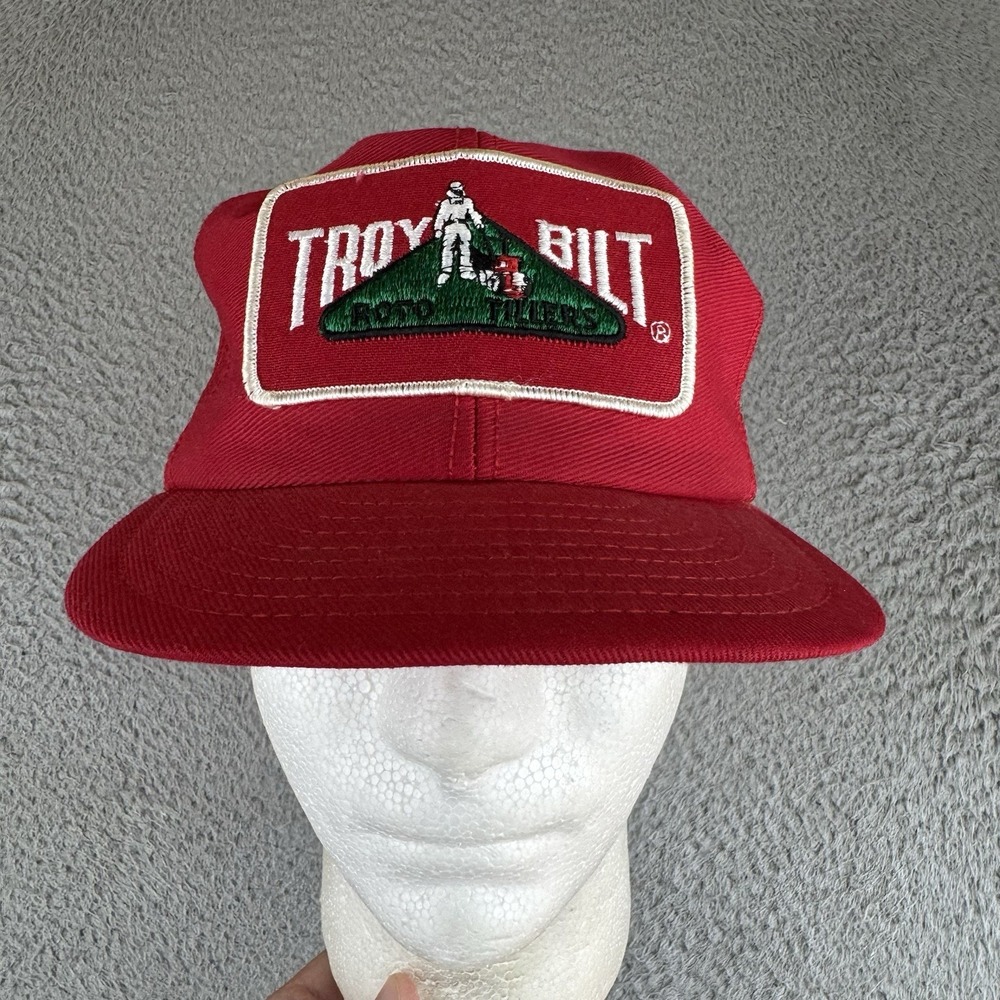 Troy Bilt Roto Tillers Hat Patch Trucker Snapback Cap Louisville MFG Co Red VTG